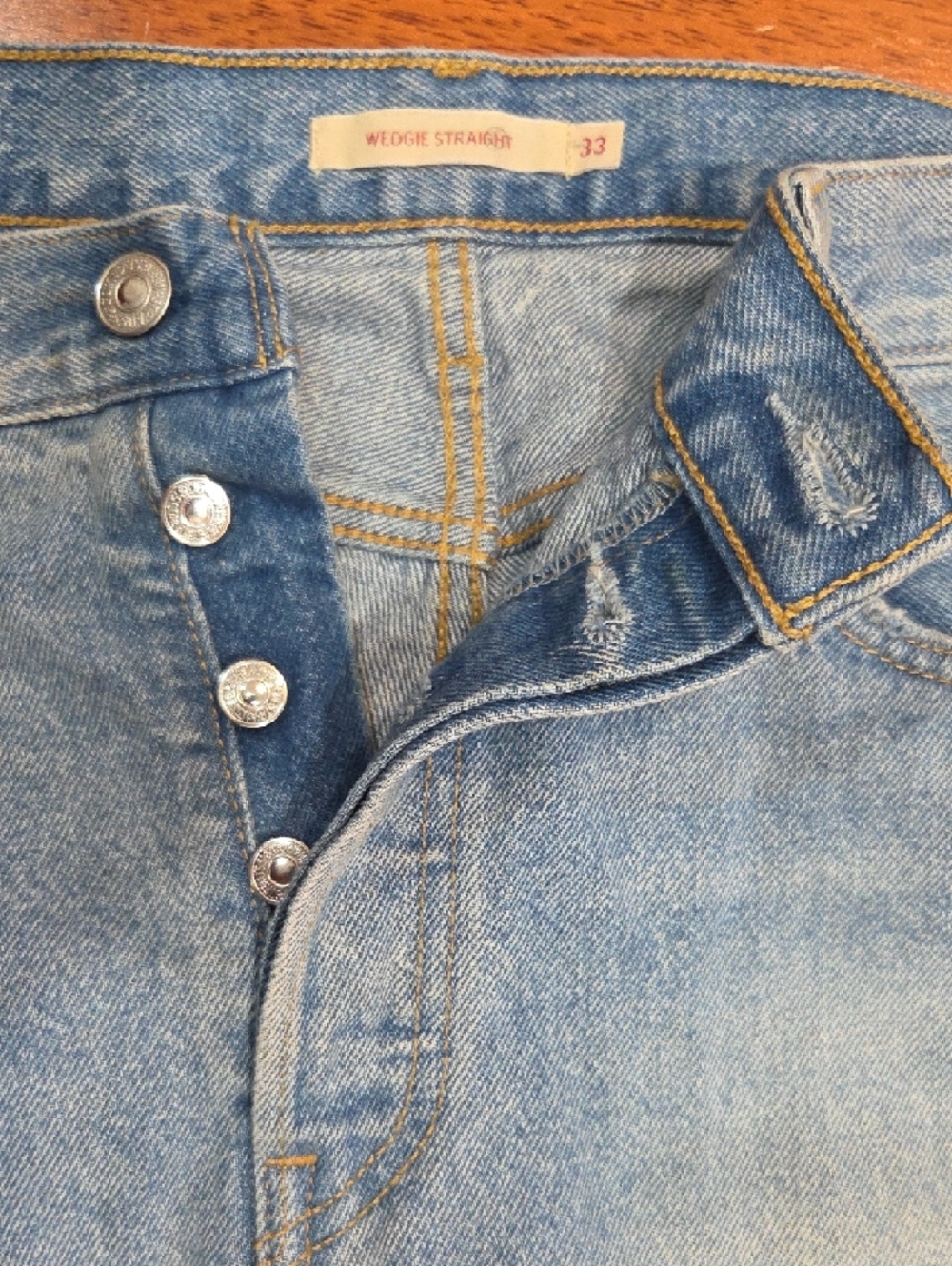 Levi's Light Blue Distressed Straight-Leg Jeans - Picture 2 of 9